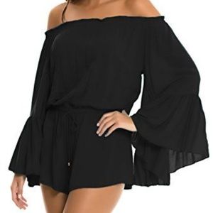 NORDSTROM Elan Black Off the Shoulder Romper